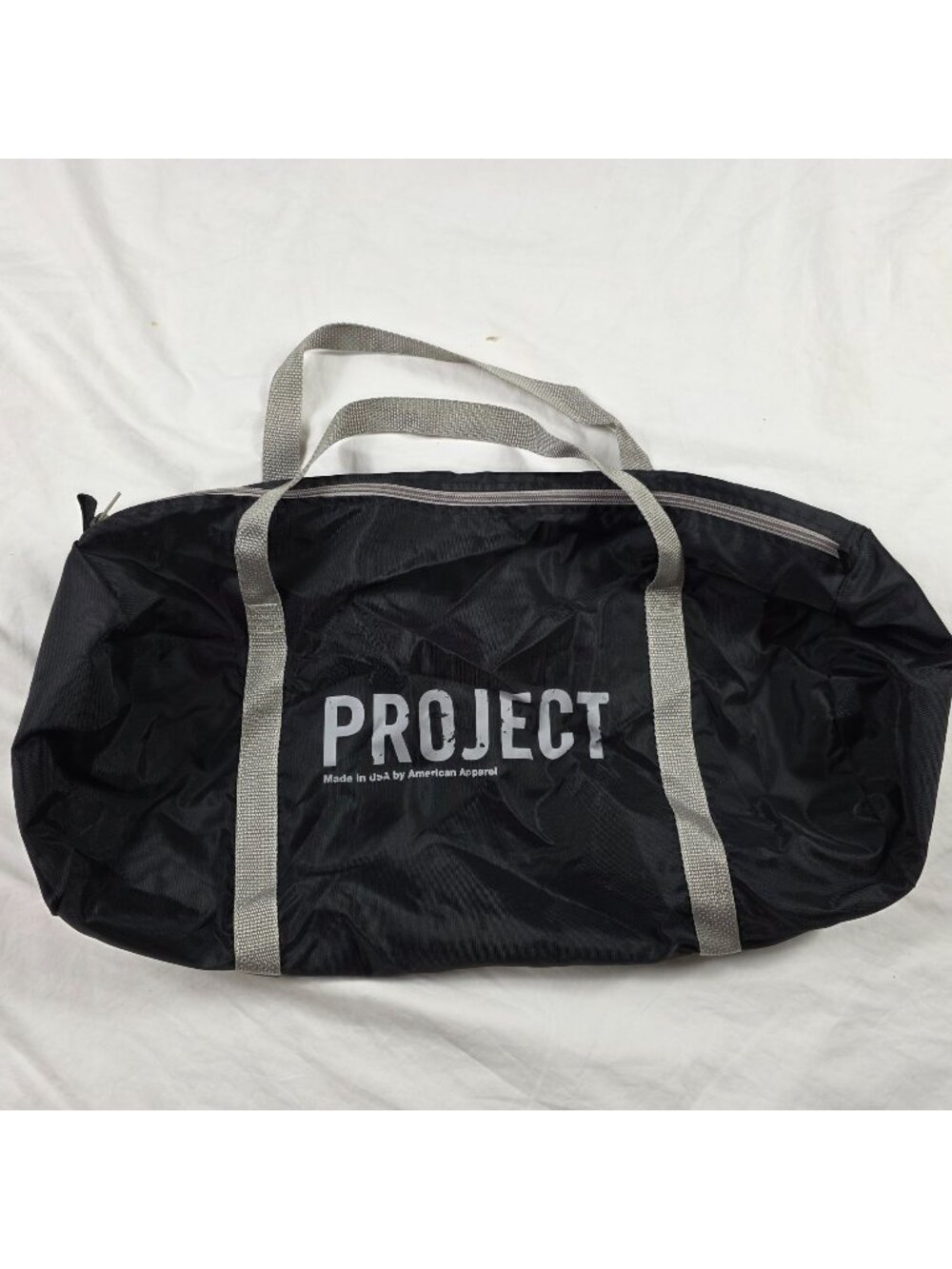 American Apparel Project Black Duffel Bag Gray Straps Gym Travel Bag USA